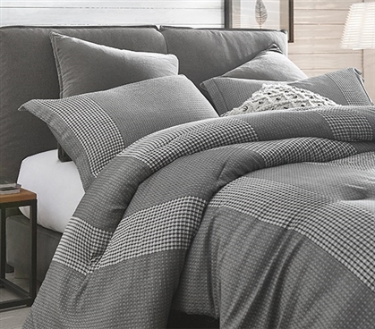 Neutral Gray Dorm Bedding Designer Volume Gray Extra Long Twin Comforter with Textured Pattern