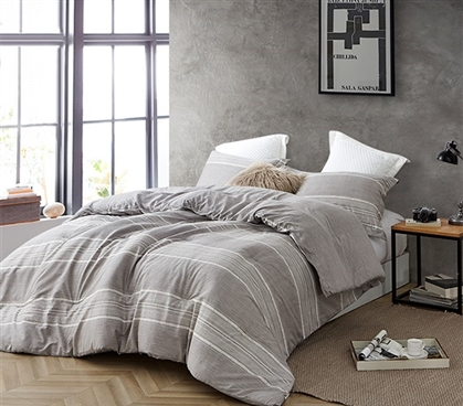 Gray Extra Long Twin Comforter Designer Greyson Ultra Cozy Cotton College Bedding