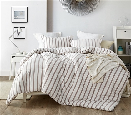 Machine Washable Dorm Bedding Designer Refined Earth Stripe Stylish Twin Extra Long Comforter