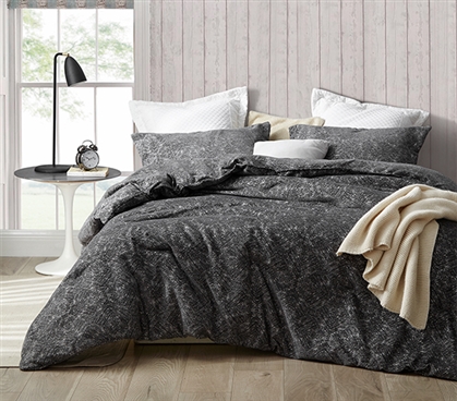 Black XL Twin Comforter with Unique Textured Design Lavishly Poetic One of a Kind Dorm Bedding Made with Cozy Microfiber Jacquard