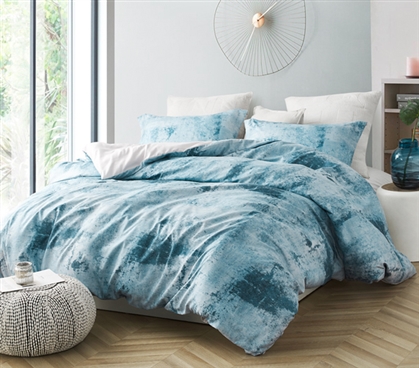 Artistic College Bedding Decor Designer Brucht Blue/Gray Moonrise Extra Long Twin Duvet Cover Set