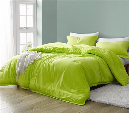 Bright Yellow Dorm Bedding Essentials with Matching Pillow Sham College Freshmen Supplies
