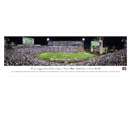 Mississippi State University - Davis Wade Stadium at Scott Field Panorama Dorm Wall Art Dorm Essentials