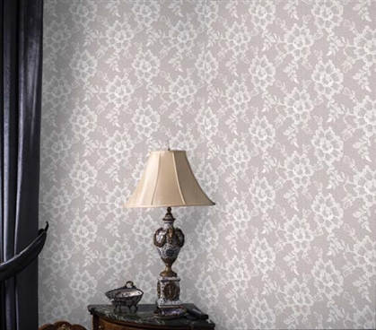 Dorm Essentials Lace Textured White Chocolate Designer Removable Wallpaper for Dorms College Supplies
