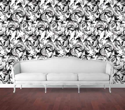 L'Amour Black and White Designer Removable Wallpaper for Dorms College Supplies Dorm Room Decorations