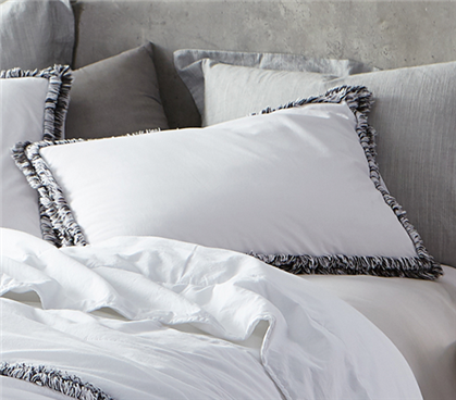 Trendy Farmhouse Dorm Decor Ideas White Pillow Cover Cotton Bedding for College Guys Dorm