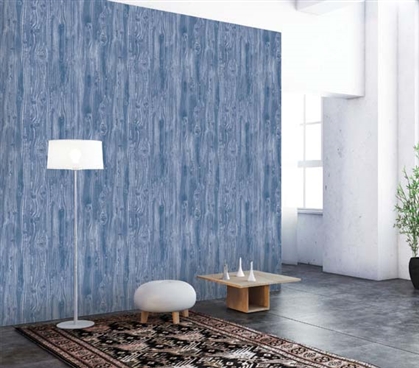 Woodgrain Textured Indigo Designer Removable Wallpaper - Great Design For College