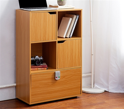 Yak About It Locking Safe Bookshelf - Beech