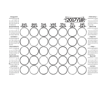 Dorm Organizer - Sketch Monthly Calendar - Peel N Stick - Dorm Accessories