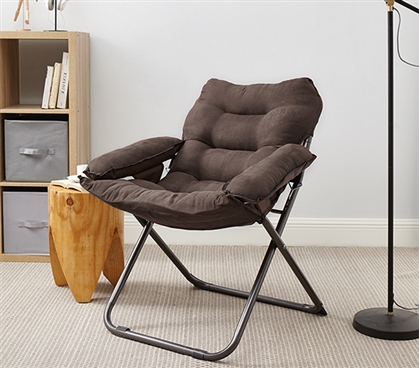 Comfortable Dorm Room Seating Essential College Club Dorm Chair Dark Brown Extra Tall and Plush