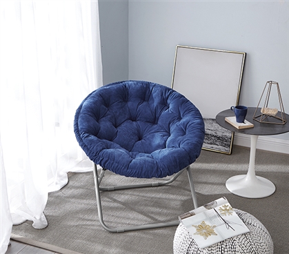 Comfort Padded Dorm Chair Cozy Moon Chair with High Quality Padded Navy Blue Cushion