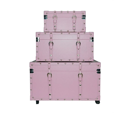 Useful College Room Storage Ideas - The College Girl Dorm Trunk - Baby Pink