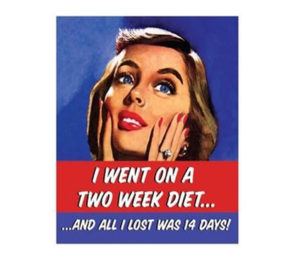 Makes College Fun - Two Week Diet - Tin Sign - Adds Humor To Dorm Life