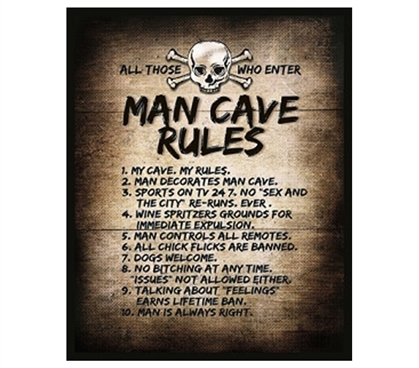 Sturdy And Humorous - The Man Cave Rules - College Guys Tin Sign - Funny Decorations