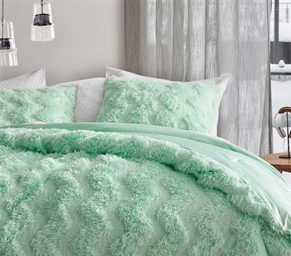 Chevron Print Pillow Case Mint Green Dorm Decor Colorful College Bedding Essentials for Twin XL