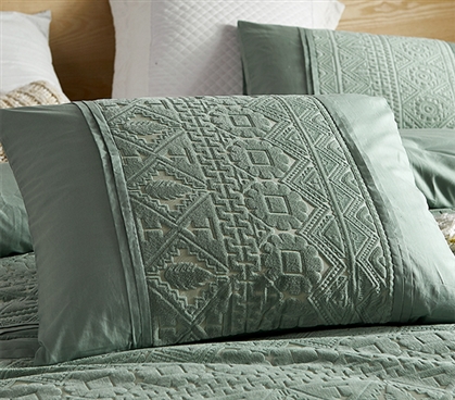 Boho Pillow Covers Set of 2 Pillow Shams for Dorm Size Bed Dimensions Green Dorm Decor Ideas