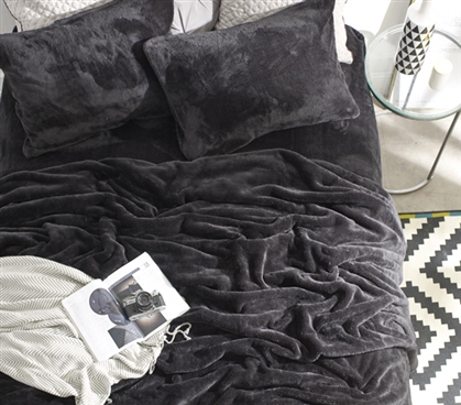 Black Plush College Bedding The Original Unique Coma Inducer Extra Long Twin Sheet Set Black