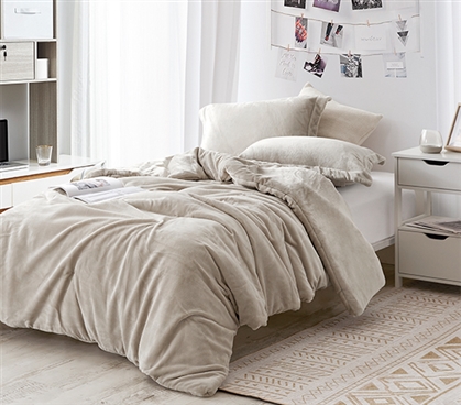 Easy to Match Neutral Dorm Bedding The Original Plush Coma InducerÂ® Almond Milk Twin Extra Long Comforter