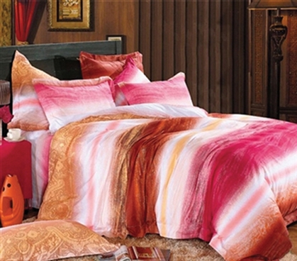 Flashy Pink Shades Extra Long Twin Comforter- Rouge Terra Comforter Set - College Ave Designer Series - Adds To Dorm Decor