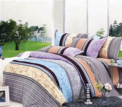Comfortable And Colorful - Striped Extra Long Twin Comforter Set - College Ave Designer Series - Great Design
