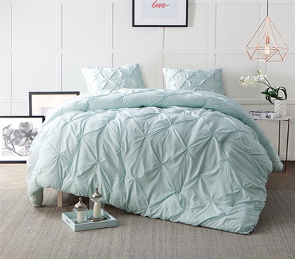 Hint of Mint Pin Tuck Twin XL Comforter Dorm Essentials Dorm Bedding Twin XL Bedding