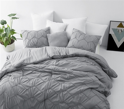 Extra Long Twin Comforter Set with Matching Pillow Shams Dorm Bedding Chevron Pattern