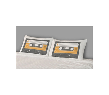 Great College Bedding Accessory - College Pillowcases - Mix Tapes (Set of 2) - Fun Dorm Supply