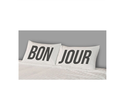 Brings Character To Dorm Bedding - College Pillowcases - Bon Jour (Set of 2) - Cool College Product