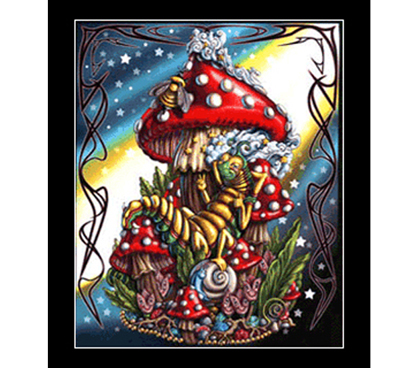 Mushroom Dream Island Wall Tapestry & Blacklight Reactive Cloth