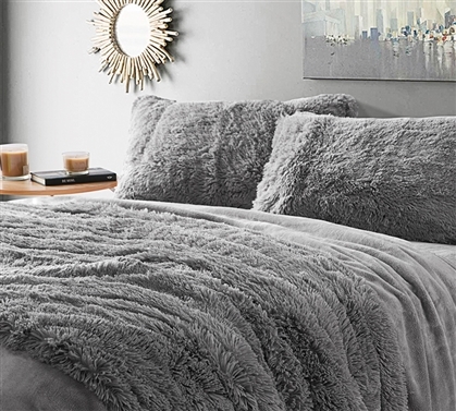 College Sheet Set Tundra Gray Full Sheets Made with Fleece and Plush Dorm Bedding Materials