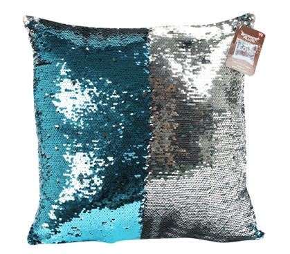 Teal Shimmer Sequin Dorm Throw Pillow