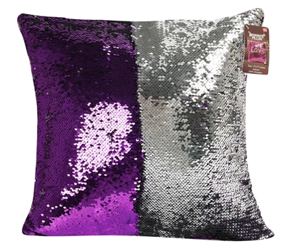 Purple Dorm Pillow Shimmer Sequin for College Bedding