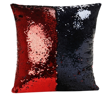 Red and Black Dorm Shimmer Sequin Throw Pillow
