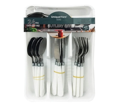 24PC Plastic Cutlery Set with Organizing Tray