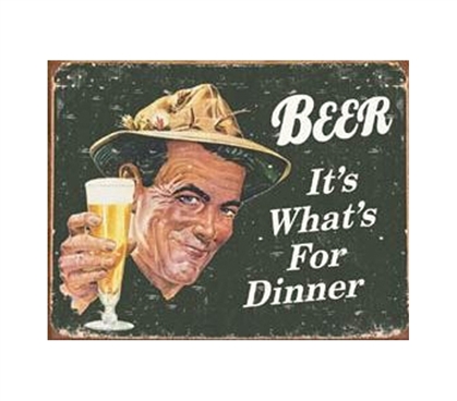 Fun Dorm Stuff - Beer For Dinner Tin Sign - Tin Signs For College