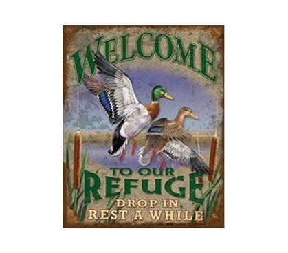 Bring Unique Dorm Items - Welcome Refuge Tin Sign - Dorm Room Decor