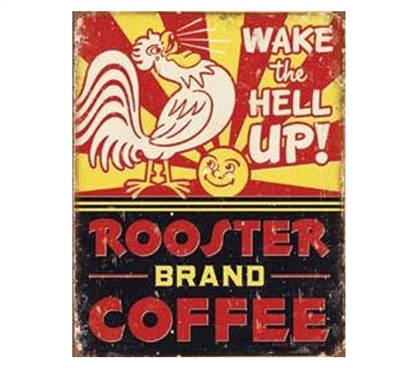 Decor For Dorms - Rooster Coffee Tin Sign - Dorm Room Supplies