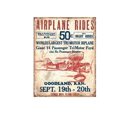 Fun Dorm Stuff - Airplane Rides Tin Sign - Buy Essentials For College