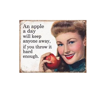 Fun Dorm Stuff - Apple A Day Tin Sign - Wall Decor For Dorm Rooms