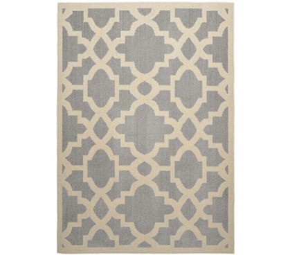 Athens Dorm Rug - Silver and Ivory 5' x 7' Dorm Essentials Dorm Room Decorations