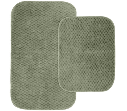 Pin Dot Bath Mat Set - Green (2 Piece Set) Dorm Rugs Dorm Bathroom Rugs for Suite Style Dorm Rooms