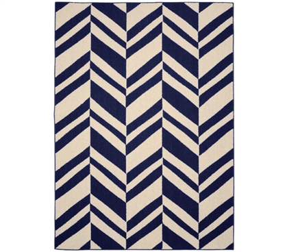 Arrow Dorm Rug - Indigo and Ivory 5' x 7' Dorm Essentials Dorm Room Decorations