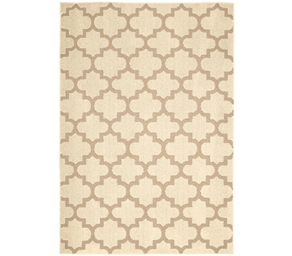 Geneva Dorm Rug - Ivory and Tan - 5' x 7' Dorm Essentials College Supplies