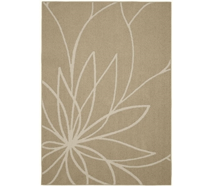 Grand Floral Dorm Rug - Tan and Ivory Dorm Essentials Dorm Necessities College Supplies