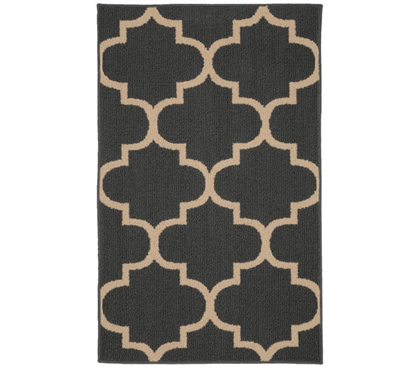 Quatrefoil Large Dorm Rug - Gray and Ivory College Rug Dorm Essentials Dorm Room Decorations