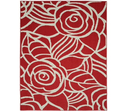 Rhapsody Dorm Rug - Coral and Ivory College Rug Dorm Room Decorations Dorm Room Decor