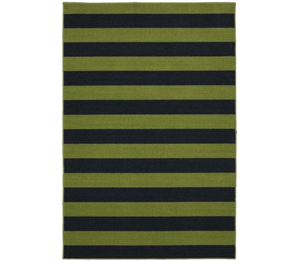 Rugby College Rug - Sage and Navy - 5' x 7.5'