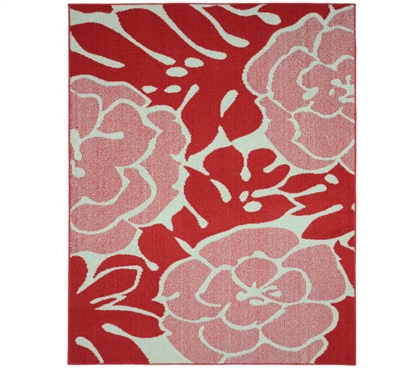 Valencia Dorm Rug - Coral and Ivory - 5' x 7'