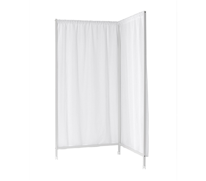 Essential L-Shaped Dorm Room Divider Don't Look At Me Durable Metal White Frame with Lockable Casters