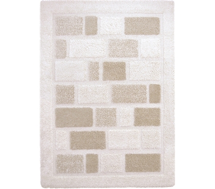 Makes Dorm More Comfortable - Tranquil College Rug - Cream and Beige - Adds Floor Decor